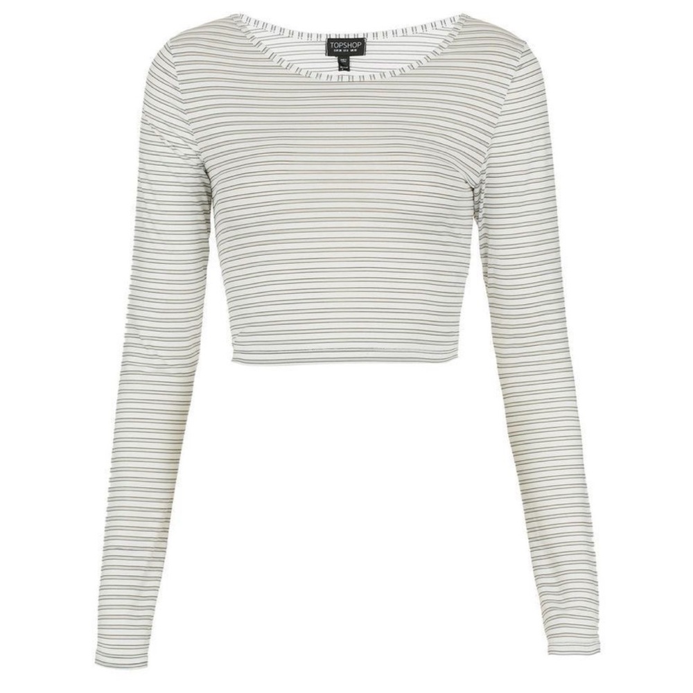 Topshop Striped Mesh Cropped Top - Size 6